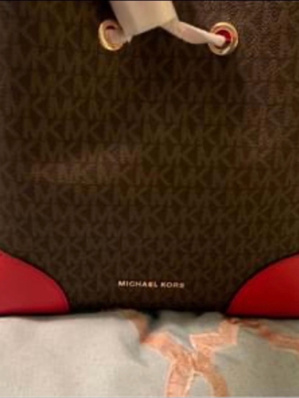Michael Kors Brown and Red Signature Tote